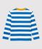 Boys' Long-Sleeved Cotton T-Shirt RUISSEAU blue/MARSHMALLOW white